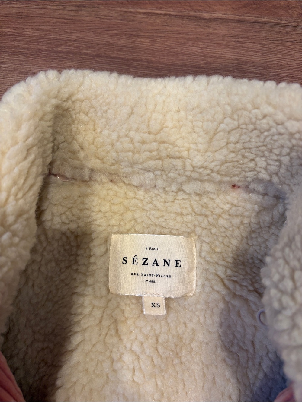 Sézane Will Pink Corduroy Faux Sherpa Removable-Collar Jacket Size XS - Picture 2 of 8